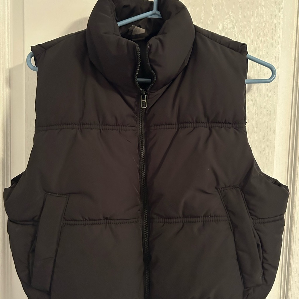 Divided Black Quilted Puffer Vest
